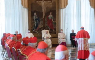 Pope Francis holds an Ordinary Public Consistory in the Consistory Hall of the Apostolic Palace, May 3, 2021. Vatican Media.